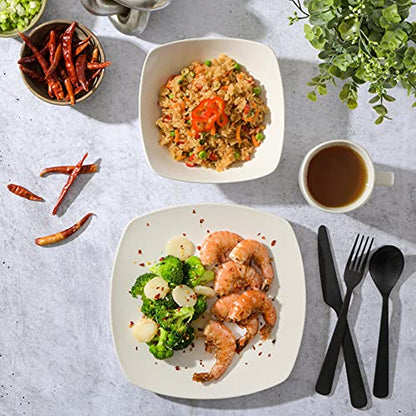 Gibson Home Amelia Court Porcelain Chip and Scratch Resistant Dinnerware set, Service for 4 (12pcs), White (Soft Square) - color: White (Amelia Court)