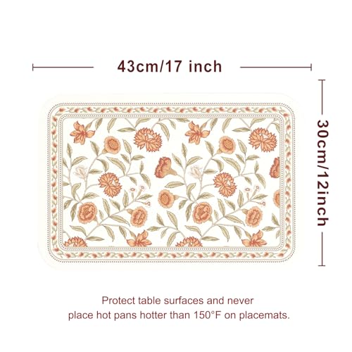 Vinyl Waterproof Placemats Set of 6 Rectangular,12"*17"-Albano A | Wipeable Beautiful Print Place Mats,Stain Resistant,Heat Resistant,Everyday Meals,Kitchen,Dinning,Holiday,Decor - color: Albano a