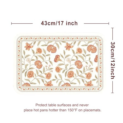 Vinyl Waterproof Placemats Set of 6 Rectangular,12"*17"-Albano A | Wipeable Beautiful Print Place Mats,Stain Resistant,Heat Resistant,Everyday Meals,Kitchen,Dinning,Holiday,Decor - color: Albano a