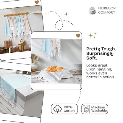 Multi Color Kitchen Towels 16x26 Inch, 12 Pack, 100% Cotton, Ultra Absorbent, Fast Dry, Machine Washable, Drying Dishes, Cleaning, Everyday Use - Aqua Blue, Beige, Ash Grey - color: Aqua Blue, Beige, Ash Grey, style: 12 Pack