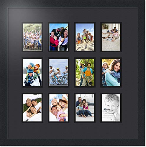 Art to Frames Double-Multimat-1156-89/89-FRBW26079 Collage Photo Frame Double Mat with 12-3.25x4.75 Openings and Satin Black Frame - color: Black, size: 12 - 3.25x4.75