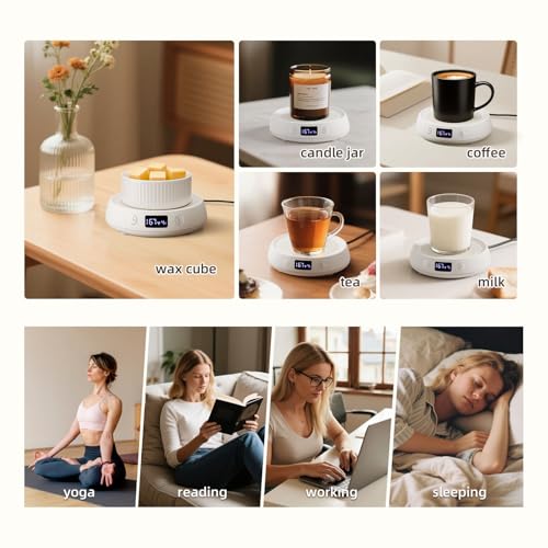 Coffee Mug Warmer for Desk Timer Candle Warmer Lamp Scented Wax Melt Melter | Smart Heated Electric Tea Coffee Cup Candle Wax Melter Warmer Plate for Home Office, 1-9H Auto Shut Off, Coffee Lover Gifts