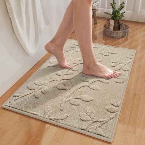 Bathroom Rugs Thin Non Slip Bath Mat for Bathroom Browm 24"x36" | Quick Dry Absorbent Washable Rubber Backing Bath Rug Shower Mat Bathroom Floor Mat For Sink Bathtub Beside Shower Entrance - color: Brown, size: 24"x36"