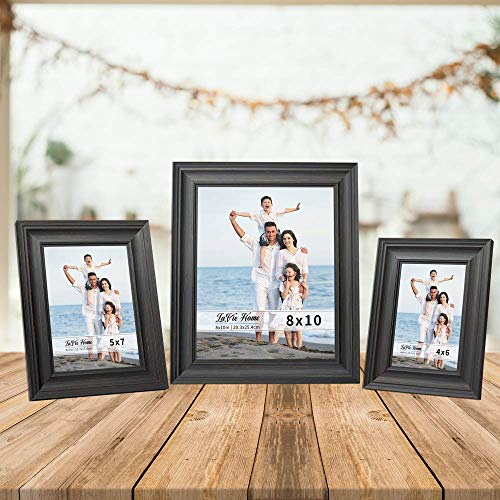 5x7 Picture Frames (3 Pack, Black Wood Grain) Rustic Photo Frame Set with High Definition Glass for Wall Mount & Table Top Display - color: Black, size: 5x7