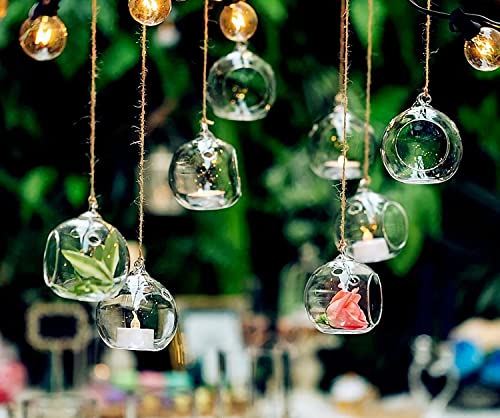 18pcs of Hanging Candle Holders - Glass LED Tealight Holders, Glass Globe Plant Terrariums, 3.15"/8cm Hanging Tealight Holder Terrariums for Birthday Party Tree Christmas Wedding Home Decor - size: 18pcs (3.15"Diameter)