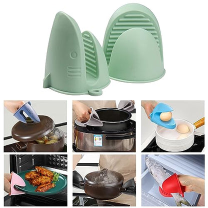 Mini Oven Gloves Silicone Heat Resistant Cooking Pinch Mitts Potholder for Air Fryer Kitchen Cooking & Baking (Green) - color: Green