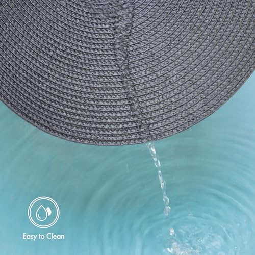 Winknowl Round Braided Placemats Set of 4 Washable Woven Heat Resistant Table Mats for Kitchen Dining Tables 15 inch Round Place Mats (Dark Gray,4pcs) - color: Dark Gray, size: 4pcs