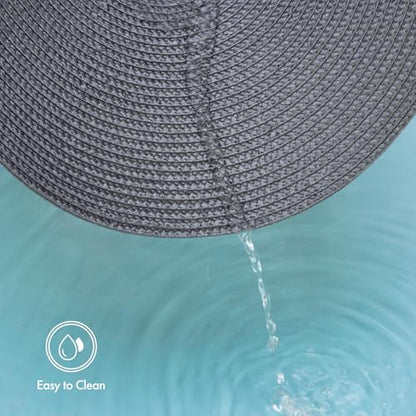 Winknowl Round Braided Placemats Set of 4 Washable Woven Heat Resistant Table Mats for Kitchen Dining Tables 15 inch Round Place Mats (Dark Gray,4pcs) - color: Dark Gray, size: 4pcs