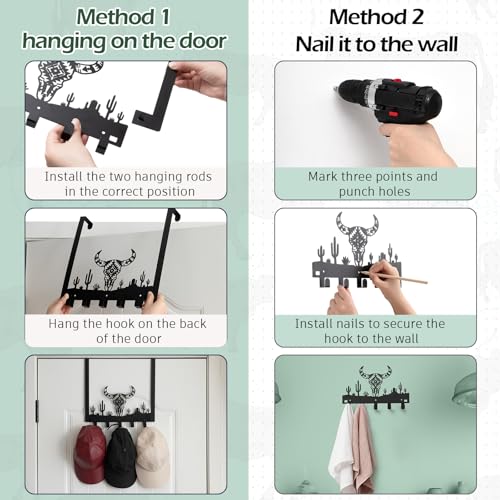 Reallnaive Western Bull Over The Door Hooks Bathroom Decor Wall Hanger Wall Mount Rack Holder for Towel, Hat, Coat, Cloth, Keychain, Bag, Christmas Party Gift - style: Cow