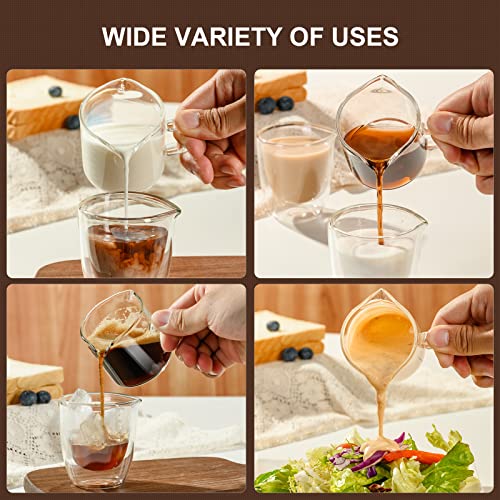 PARACITY Espresso Measuring Cup, 2.5 oz Double Spout Glass with Handle | Borosilicate body has dual scales and a V-shaped mouth for precise pouring while measuring espresso shots and coffee drinks - size: 2.5 Ounces