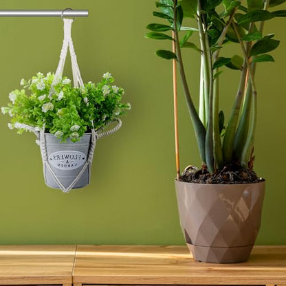 Macrame Plant Hanger 2 Pack Hanging Planters Baskets for Indoor Plant | Boho Hanging Holder, Handmade Woven Rope Hanger Kit, Decorative Braided Cotton Rope, Flower Pot Holder, for Garden Home Decor