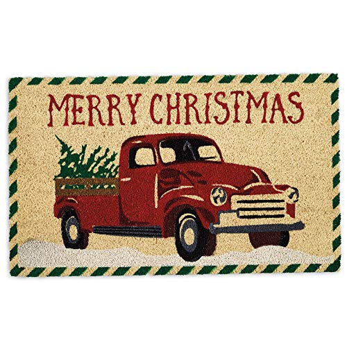 DII Outdoor Christmas Door Mat Collection Decorative Holiday Doormat, Front Porch Décor, 17x29, Farmhouse Red Truck - color: Farmhouse Red Truck