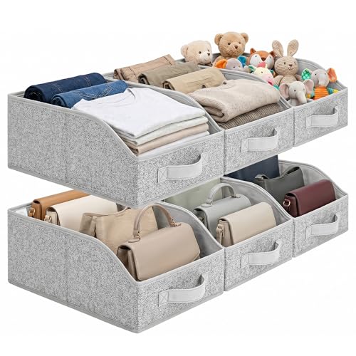 GRANNY SAYS Trapezoid Closet Organizers, 10"Lx15¾"Wx6¾"H, Gray, 6-Pack | Fabric Storage Bins for Closet Shelves, Cube Shelf, Closet Organizers and Storage for Clothes, Purse, Toys, Towels - color: Ash Gray, size: 10"L x 15¾"W x 6¾"H