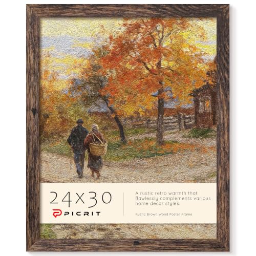 24x30 Puzzle Frame, Picture Frame for Wall Mounting, Rustic Brown | Fits 24x30 Puzzle Frame, Posters and Art Prints, Shatterproof Cover, Horizontal or Vertical Wall Mount, Gallery Wall, 1 Pack - color: Rustic Brown, size: 24x30