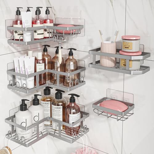 Youvip Corner Shower Caddy-Organizer for Bathroom, Silver - color: 5pc-silver Gray