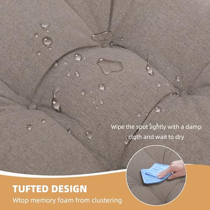 RACE LEAF Brown Chair Cushions 4 Pack, 15.5" X 15.5" Indoor Seat Cushions, Tufted Memory Foam Dining Room Chair Pads with Ties and Non-Slip Backing - color: Brown