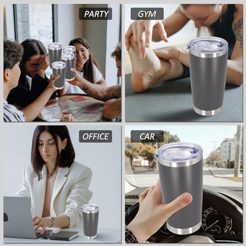 20oz Tumbler with Lid Stainless Steel Tumblers Insulated Mug Grey 12P - color: Gray