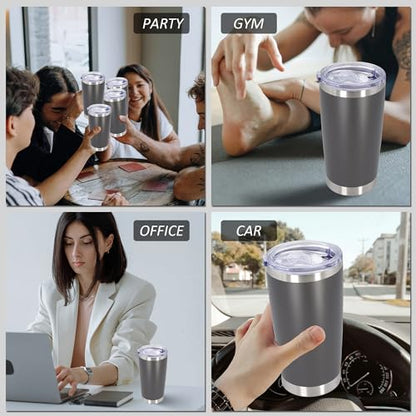 20oz Tumbler with Lid Stainless Steel Tumblers Insulated Mug Grey 12P - color: Gray