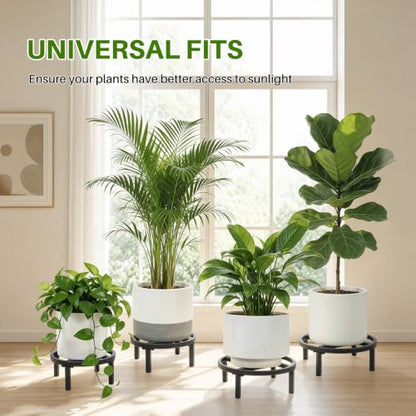 Metal Plant Stand Indoor & Outdoor Flower Pot Holder, Black 10" - 2PCS | Indoor & outdoor usable ; Heavy duty load bearing：Up to 300 Lbs ; Ultra Stable, Not Wobbing - size: 10"-2PCS