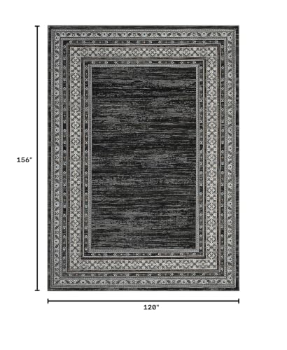 Modern Neutral Rugs for Living Room Bedroom 10x13 Washable Non Slip Solid Area Rug, Stain Resistant Bordered Soft Carpet, Large Foldable Floor Rugs for Dining Room Playroom | Modern Non Slip Low Pile Stain Resistant Bordered Foldable Soft Textured Solid C
