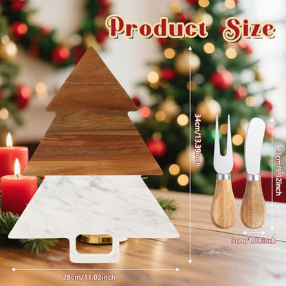 Christmas Tree Shaped Marble Charcuterie Cutting Serving Board