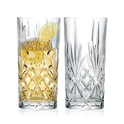 Barski Highball Glass - Drinking Glasses - Set of 2 - Hiball Tumblers - Glass Crystal Tumbler - for Water, Juice, Beer, Mixed Cocktails, Mojito Glass, Tom Collins Bar Glassware, 12 oz, Made in Europe - size: Set of 2 Highball 12 oz.