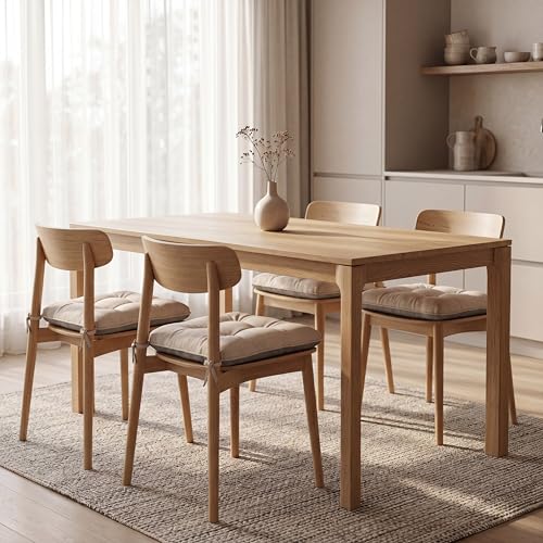Chair Cushions for Dining Chairs Set of 4, 15.5" x 15.5" x 3.5" Kitchen Chair Cushions with Ties, Upgraded Silicone Non-Slip Bottom, Premium Shredded Memory Foam Chair Pads, Oatmeal - color: Oatmeal