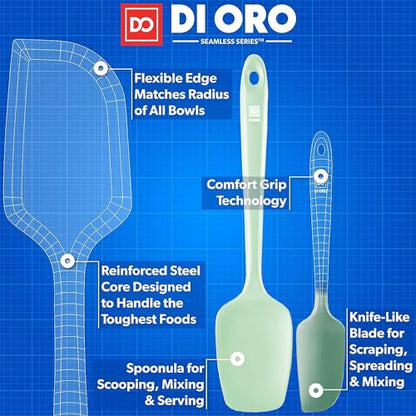 DI ORO Silicone Spatula Set - 600F Heat Resistant, 3-Pc Pastel | Rubber scraper won't scratch nonstick pans; For baking, cooking, mixing, and frosting; BPA-free and dishwasher safe - color: Pastel