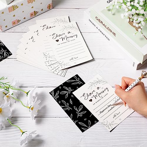 Pajean Funeral Memory Box with 50 Cards Clear Windows,Clear,Black | Keepsake Cards for Celebration Wedding Graduation, Greenery Design, Guest Book Alternative, Memory Collection Display - color: Black