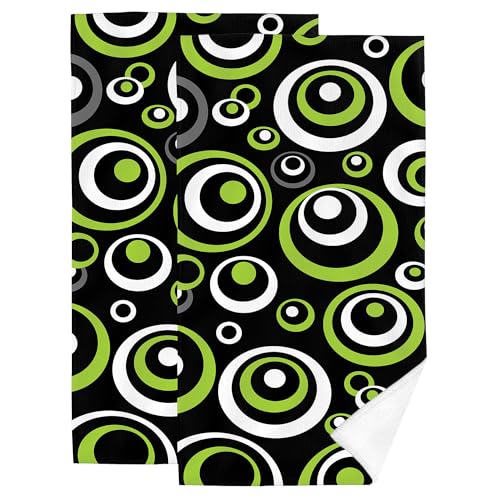 Modern Retro Black Green Bath Hand Towels Set of 2 Soft Absorbent Black Green Abstract Decorative Towels for Bathroom Kitchen Sports Gym Yoga Home Decor 14x28 Inch - color: Black Green