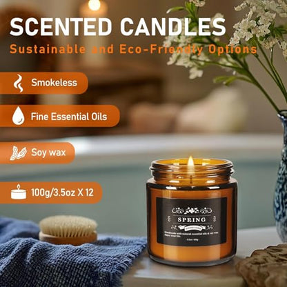 YOROXRG 12 Pcs Scented Candles with Added Natural Essential Oils, 3.05oz, Suitable for Various Festivals, Parties, Yoga, and Home Scene - color: 12 Brown