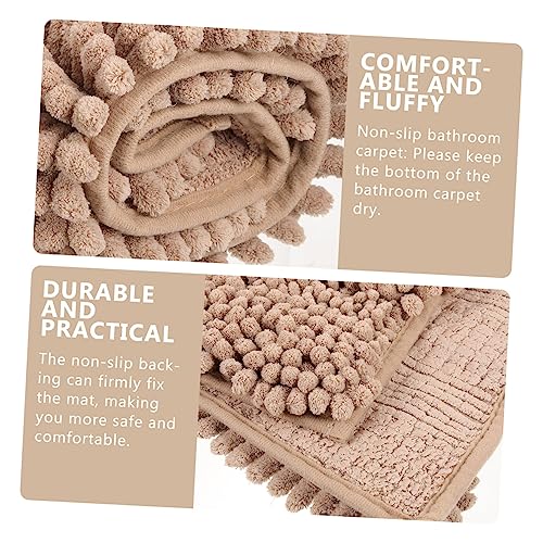 Garneck Chenille Extra Thick Non- Bath Rug for Bathroom and Entryway Soft Absorbent Bathroom Mat Cozy Microfiber Shower Rug Camel - color: Khaki