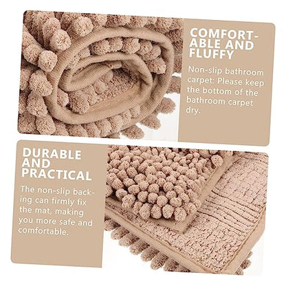 Garneck Chenille Extra Thick Non- Bath Rug for Bathroom and Entryway Soft Absorbent Bathroom Mat Cozy Microfiber Shower Rug Camel - color: Khaki