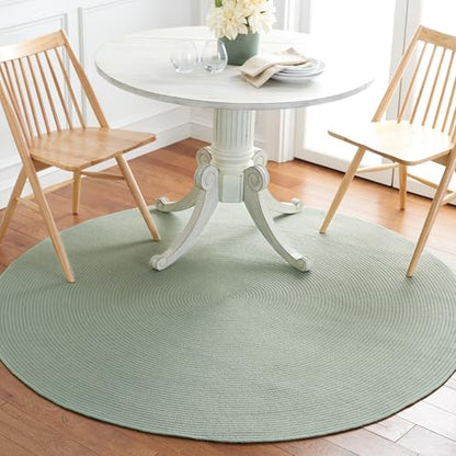 SAFAVIEH Braided Collection Area Rug - 4' Round, Teal, Handmade Country Farmhouse, Ideal for High Traffic Areas in Living Room, Bedroom (BRD402J) - color: Teal, size: 4' (Round)