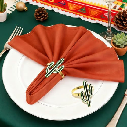Cactus Mexican Napkin Rings Set of 6 Tropocal Prickly Pear Mexico Napkin Holders for Christmas New Year Cinco De Mayo Holiday Gatherings Desert Wedding Beach Party Dinner Table Decor - style: Cactus