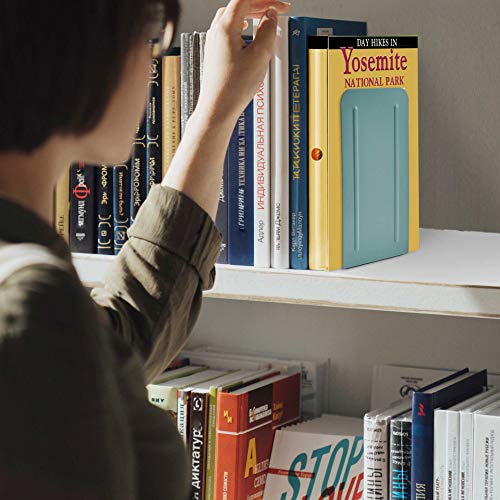 Acrimet Bookends for Shelves, Non-Skid Book Holder, Heavy Duty Book Stopper, Steel Metal Book Ends Storage for Home, Library, 6 7/8" H x 4" W x 4 1/2" D (Green) (1 Pair / 2 Pieces) | For Shelves & Shelves with Protective Base