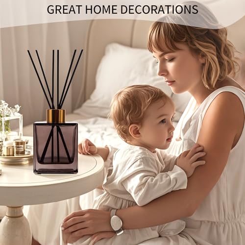 6 Pack Perfume Reed Diffuser Bottle,Empty Square Essential Oil Bottles Glass Jar with Black Sticks for DIY Fragrance Replacement Diffuser Sets (200ml/6.8 oz, Brown Color) - color: Brown ( 6.8 Oz )