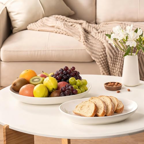 Oval Serving Platters Set of 2 (14" & 12"), Large Wide Ceramic Serving Dishes for Entertaining, Turkey, Fish, Salad, Oven Safe White Porcelain Serving Plates