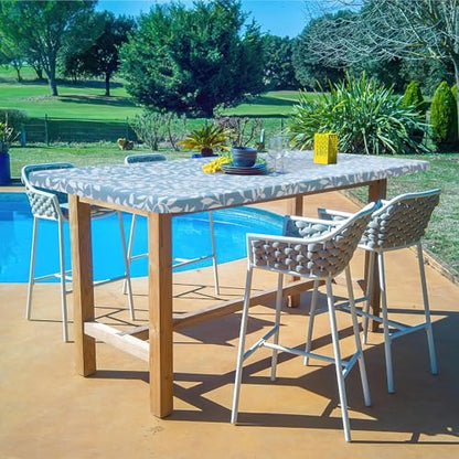 Rectangle Vinyl Tablecloth, Fitted Table Cover, 100% Waterproof, Elastic Edge, Flannel Backing, Plastic Table Cloth Fit 4 Foot Folding Tables for Picnic, Camping (Blue Leaves, 30x48 inch) - color: Baby Blue, size: 48" x 30" (Rectangular)