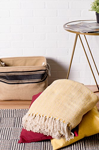 DII Chevron Throw Collection Handloomed Cotton, 50x60, Marigold (Pack of 12) - color: Marigold, size: 50x60" (Pack of 12)