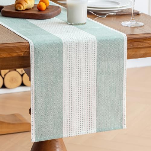 Line Macrame Table Runner, Aqua Blue Table Runners 60 Inches Long | Delicate Splicing Design, Farmhouse Rustic Minimalist Boho Table Runner for Table Cloth, Kitchen Dining Living Room Decor - color: Aqua Blue, size: 13"x60"