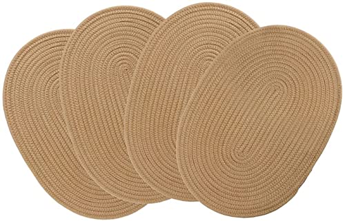 4 Pack Oval Woven Placemats, Jute Plate Chargers Rattan Woven Placemats 11.45x15.58‘’ Wicker Place mats Farmhouse Boho Braided Heat Resistant Outdoor Plate Mats Patio Tablemats for Dinning - color: Honey Brown, size: Oval Set of 4