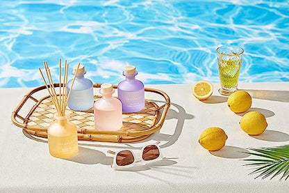 Reed Diffuser - White Lotus 6.76oz Diffuser with Sticks Home Fragrance Essential Oil Reed Diffuser for Home Bedroom Bathroom Shelf Decor Office Decor (Summer Collection)