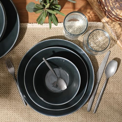 Two Time Oprah's Favorite Things Winner - Montecito Breeze 16 Piece (Service for 4) Double Plates and Bowls Stoneware Reactive Glaze Dinnerware Set - Laguna Dawn - color: Laguna Dawn