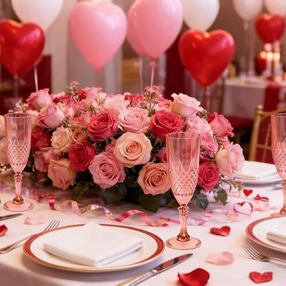 12 Pack Plastic Champagne Flutes, Rose Gold Reusable Champagne Glass | Unbreakable Hard Plastic Mimosa Cups Bulk with Stem, Fancy Stemware for Wedding, Party & NYE Celebration - color: Rose Gold