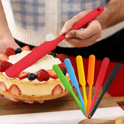 6Pcs Silicone Jar Spatulas, Cake Cream Spatulas Set, Non-Stick Heat Resistant Mixing Butter Spatulas Baking Scrapers for Jars Blenders Cooking Stirring - color: 6PCS Mix, size: 24X2.5X0.5CM