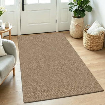 HEBE Cotton Woven Area Rugs 3x5, Washable Non Slip Entryway Rug | Rubber Backed Entry Rug for Kitchen, Neutral Morden Indoor Throw Rugs Carpet, Large Door Mat for Front Porch, Entrance - size: 3' x 5' (Rectangular)