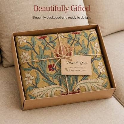 William Morris The Tulip Tapestry Throw Pillow Cover 18 x 18 in - color: Red Tulip