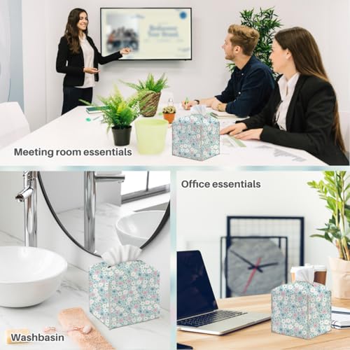 Floral Tissue Box Cover, Tissue Box Holder for Home, Office 5x5IN - color: Flower 374