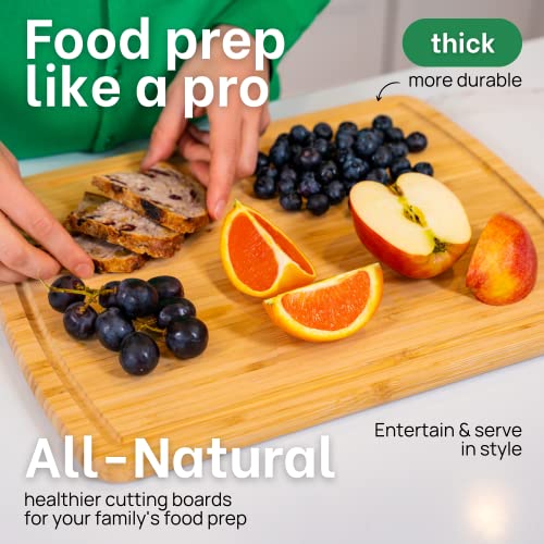 GREENER CHEF 15 Inch Bamboo Cutting Board with Lifetime Replacements - Medium Wooden Chopping Board for Kitchen, Butcher Block, Meat, Vegetables, Charcuterie and Cheese Board - color: Single-Tone, size: 15"L x 11"W